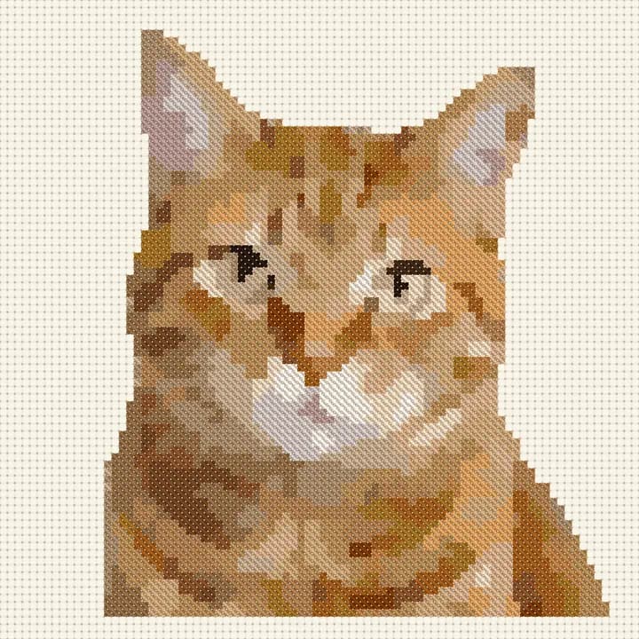 Free Orange Tabby Cat cross-stitch pattern, stitched preview