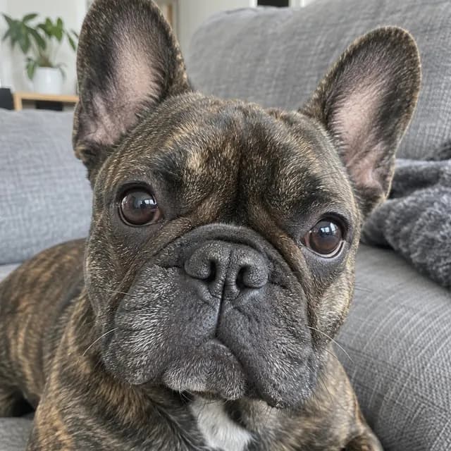 Photo of a brindle french bulldog