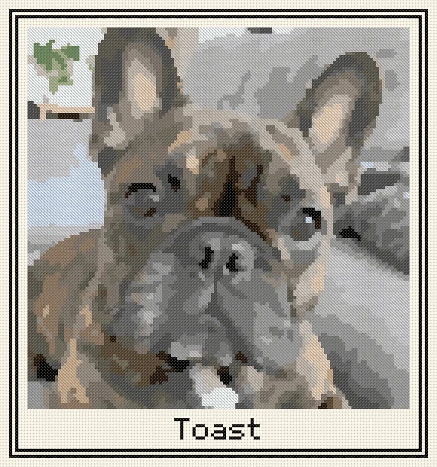 Stitched preview of the brindle french bulldog pattern