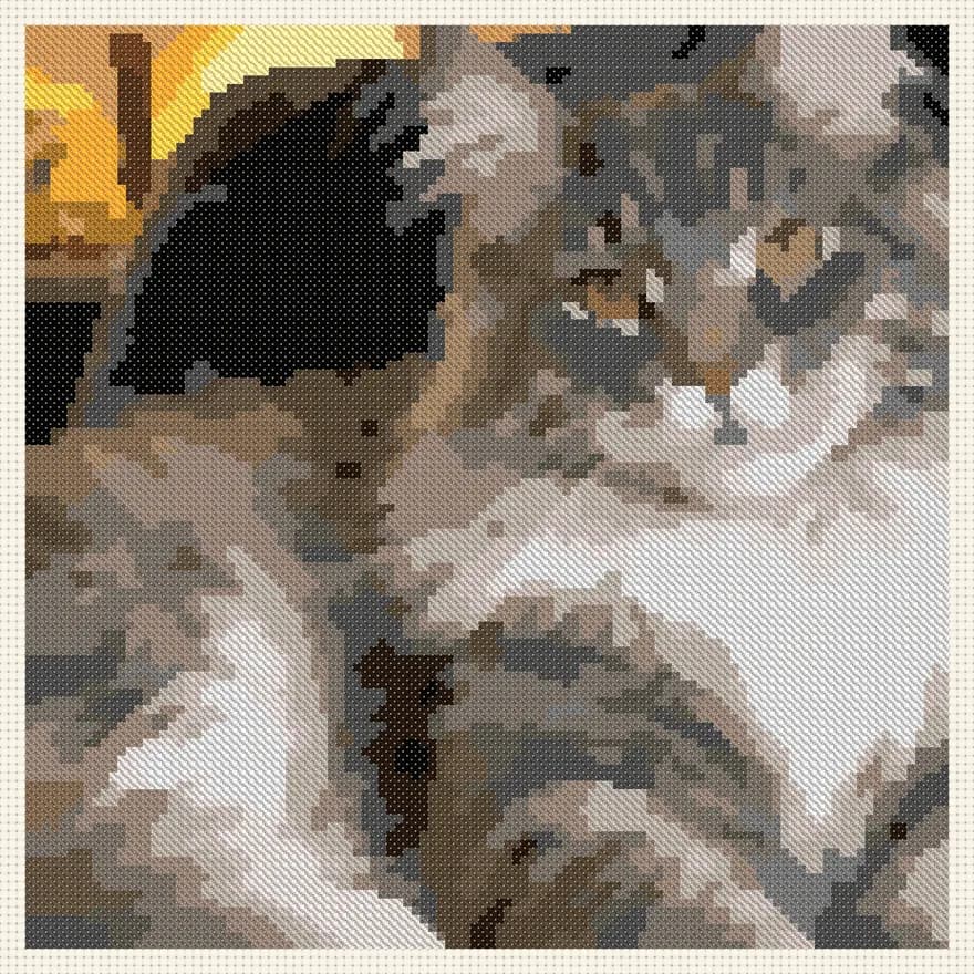 Stitched preview of the maine coon pattern