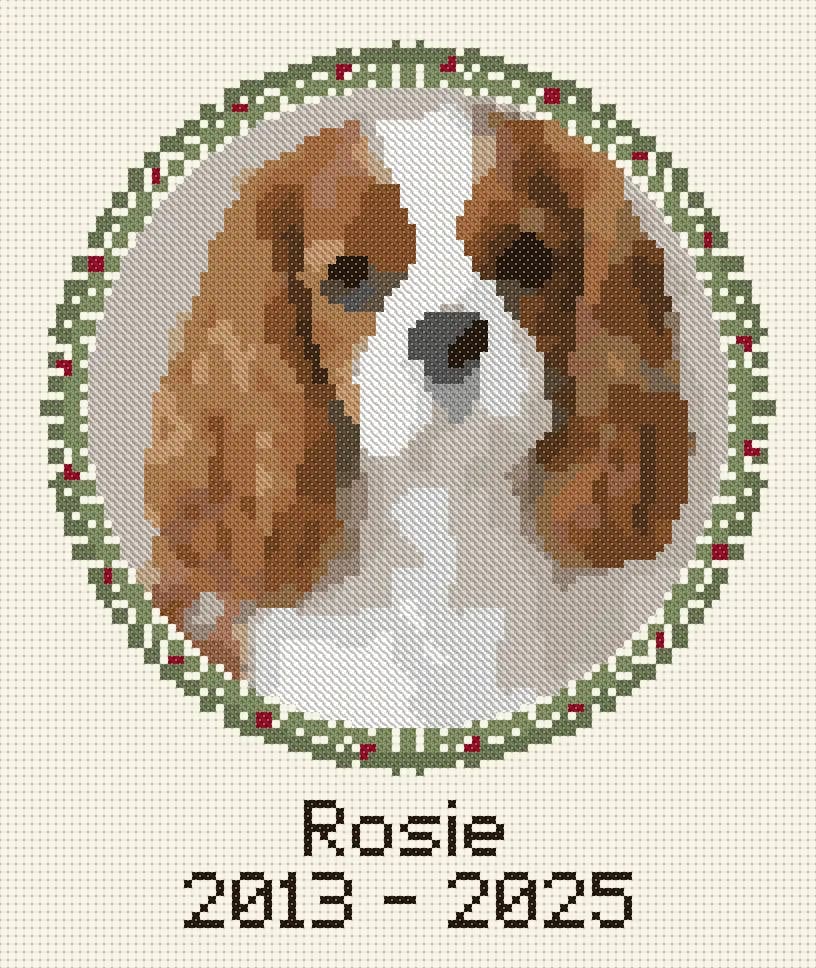 Cavalier memorial gift: A gentle sympathy gift: the name, the years and a wreath.