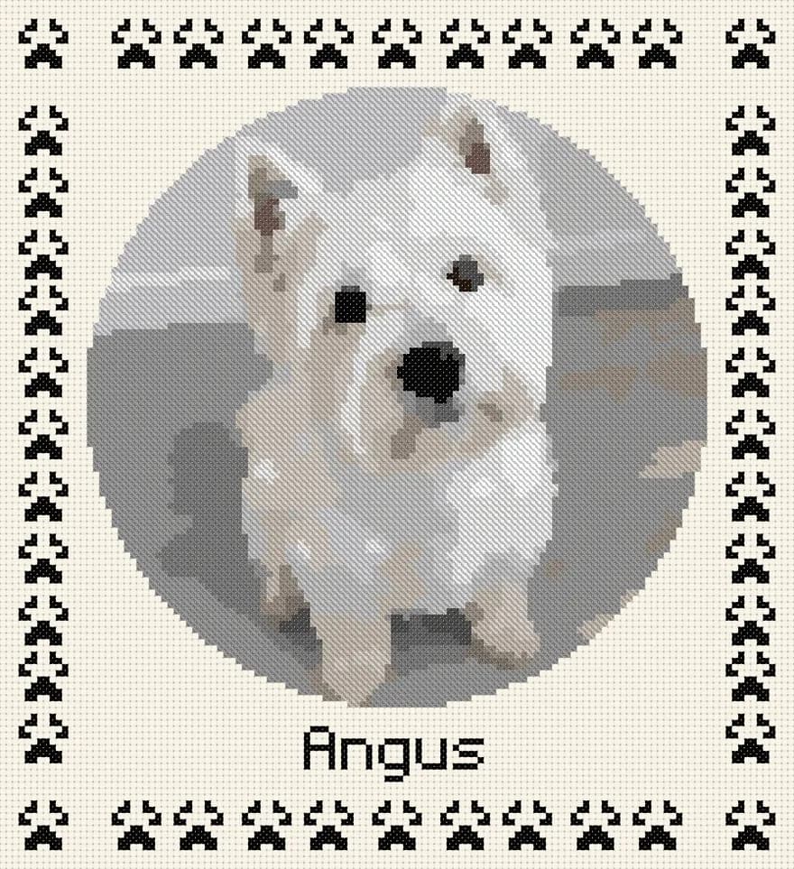 Stitched preview of the west highland white terrier pattern